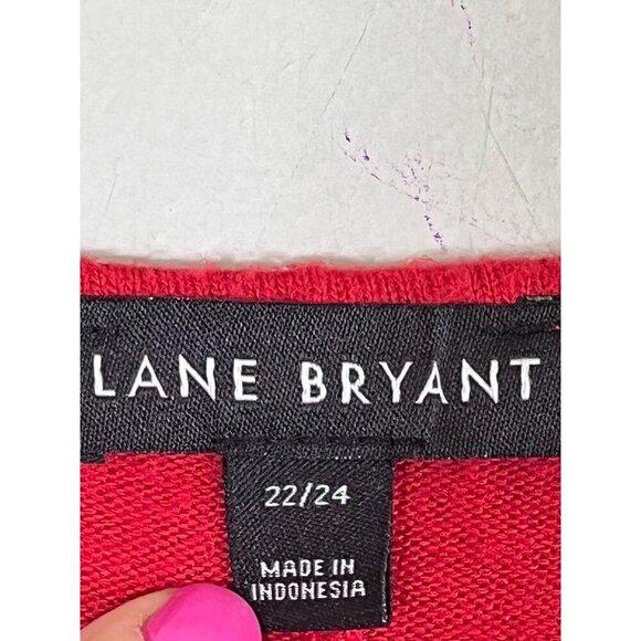 Lane Bryant Top Women 22 Red Sweater Tunic Tomato Girl Festive Neutral Boho 80s - Picture 2 of 10